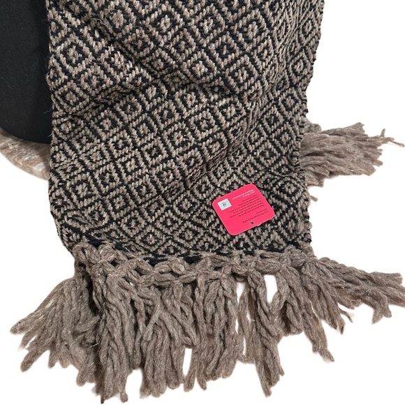 Mexican Rebozo Shawl in Brown on Brown 100% Natural Raw Wool, Large Winter Wrap - Picture 4 of 16